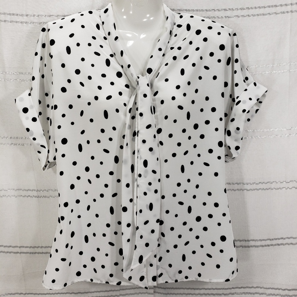 Retro White Polka Dot Blouse